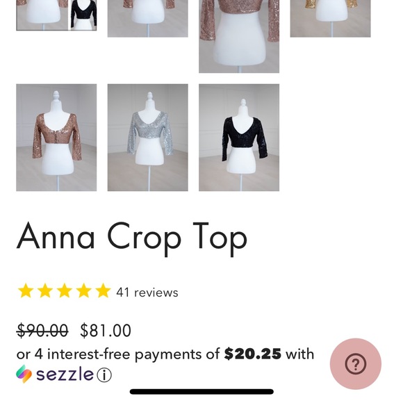 Tia bhuva sequin saree blouse XS antique rose gold - Picture 4 of 4